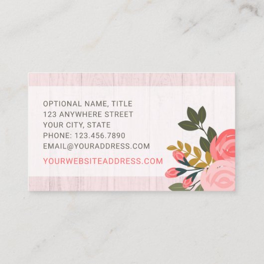 Floral Roos Clothes Hanger Closet Mode Boutique Visitekaartje (Achterkant)