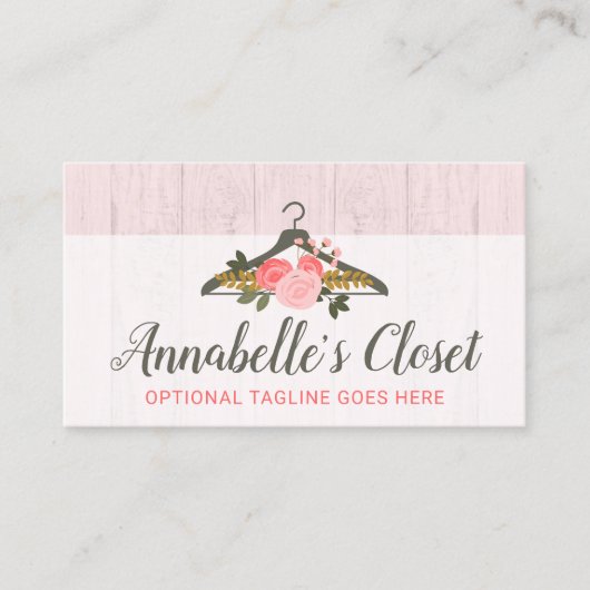 Floral Roos Clothes Hanger Closet Mode Boutique Visitekaartje (Voorkant)