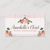 Floral Roos Clothes Hanger Closet Mode Boutique Visitekaartje (Voorkant)
