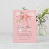 Floral Roos Coquette Bow Baby shower Kaart (Staand voorkant)