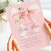 Floral Roos Coquette Bow Baby shower Kaart