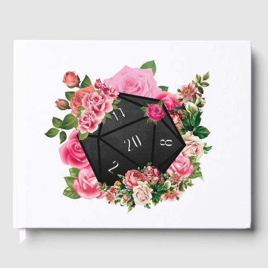 Floral Roos D20 Tabletop RPG Gaming Dice Gastenboek (Voorkant)