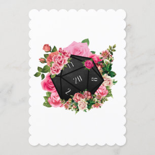 Floral Roos D20 Tabletop RPG Gaming Dice Kaart