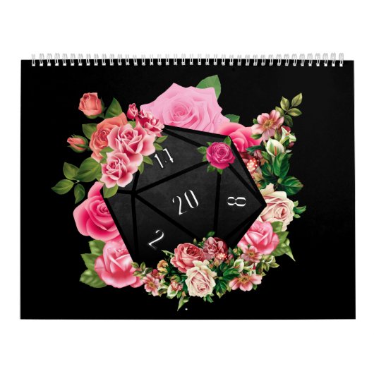 Floral Roos D20 Tabletop RPG Gaming Dice Kalender (Hoes)