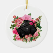 Floral Roos D20 Tabletop RPG Gaming Dice Keramisch Ornament (Voorkant)