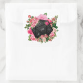 Floral Roos D20 Tabletop RPG Gaming Dice Vierkante Sticker (Tas)