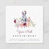 Floral Roos Dalmatian Dog Illustratie Benoeming Vierkante Visitekaartje (Voorkant)