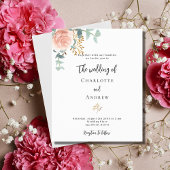 Floral roos eucalyptus budget bruiloft uitnodiging