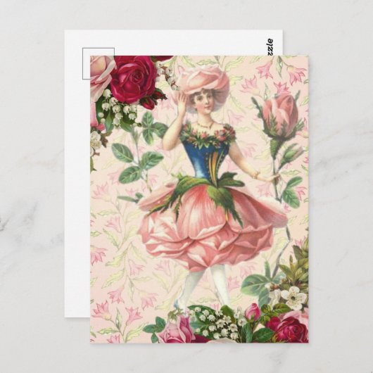  Floral Roos Fairy Fantasy Briefkaart (Voorkant / Achterkant)