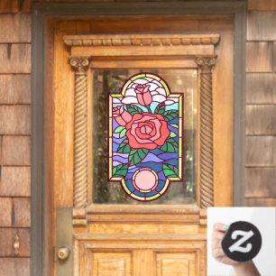 Floral Roos Faux Glas in lood Decoratieve Privacy Raamsticker