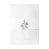 Floral Roos Flower Black White Wedding  Uitnodigingen Wikkel (Voorkant Voorbeeld)