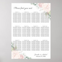 Floral Roos & Garden Greenery Seating Chart Poster