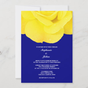Floral Roos geel marineblauw lente zomerbruiloft Kaart