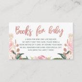 Floral Roos Gold Baby shower Book Request Insert Informatiekaartje (Voorkant)