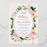 Floral Roos Gold Ballerina Kids Verjaardag Folie Uitnodiging<br><div class="desc">Birthday-uitnodigingen in de Little Bayleigh Store!</div>