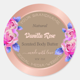 Floral Roos Gold Beige Productverpakkingslabels Ronde Sticker