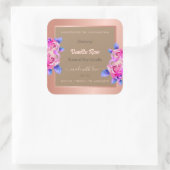 Floral Roos Gold Beige Productverpakkingslabels Vierkante Sticker (Tas)