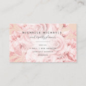 Floral Roos Gold Blush modern script Visitekaartje (Achterkant)