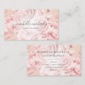 Floral Roos Gold Blush modern script Visitekaartje (Voorkant / Achterkant)