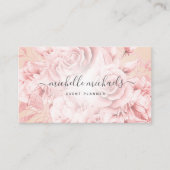 Floral Roos Gold Blush modern script Visitekaartje (Voorkant)