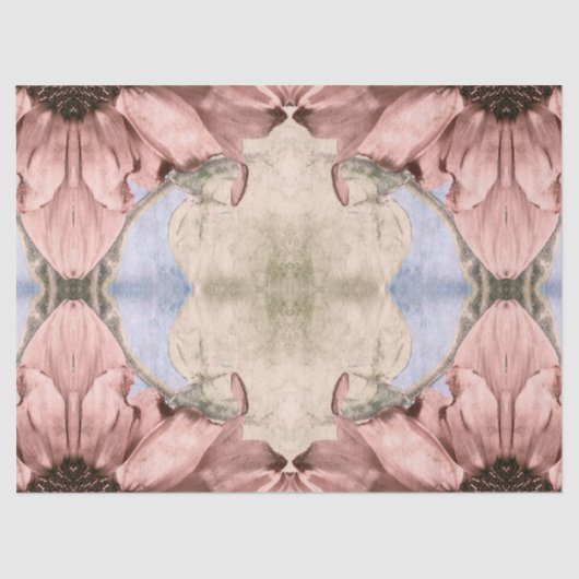 Floral Roos Gold Blush Pink Waterverf Ontkoppeling Tissuepapier (Voorkant)