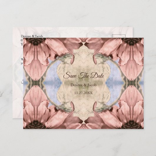 Floral Roos Gold Blush Pink Waterverf Weddenschap Briefkaart (Voorkant / Achterkant)