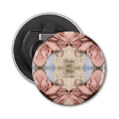 Floral Roos Gold Blush Pink Waterverf Weddenschap Button Flesopener (Voorkant)