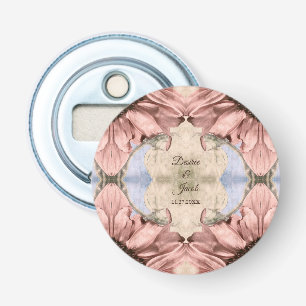 Floral Roos Gold Blush Pink Waterverf Weddenschap Button Flesopener