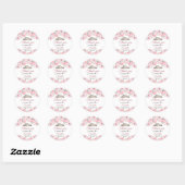 Floral Roos Gold Blush Roze Hartelijk dank Ronde Sticker (Vel)