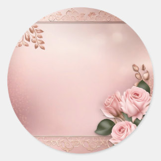 Floral Roos Gold Botanical Ronde Sticker