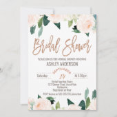 Floral Roos Gold Bridal Douche Uitnodiging (Voorkant)