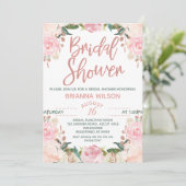 Floral Roos Gold Bridal Shower Kaart (Staand voorkant)