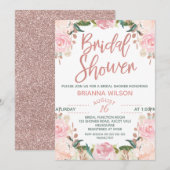 Floral Roos Gold Bridal Shower Kaart (Voorkant / Achterkant)