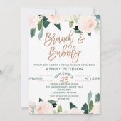 Floral Roos Gold Brunch Bubble Bridal Invitation Kaart (Voorkant)