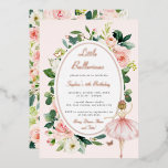 Floral Roos Gold Butterfly Ballerina Kids Verjaard Folie Uitnodiging<br><div class="desc">Birthday-uitnodigingen in de Little Bayleigh Store!</div>