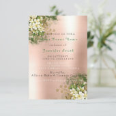 Floral Roos Gold Copper Metallic Blush Parly Mint Kaart (Staand voorkant)