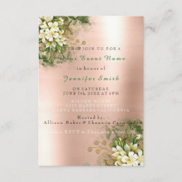 Floral Roos Gold Copper Metallic Blush Parly Mint Kaart
