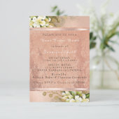 Floral Roos Gold Copper Metallic Blush Parly VIP Kaart (Staand voorkant)