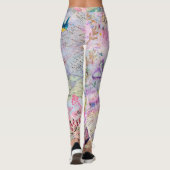 Floral Roos Gold Decoupage Voed Butterfly Script Leggings (Achterkant)