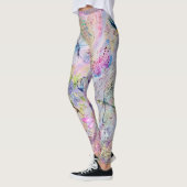 Floral Roos Gold Decoupage Voed Butterfly Script Leggings (Links)
