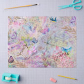 Floral Roos Gold Decoupage Voed Butterfly Script Tissuepapier (Craft)