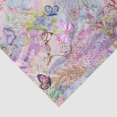 Floral Roos Gold Decoupage Voed Butterfly Script Tissuepapier (Detail)