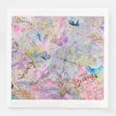 Floral Roos Gold Decoupage Vogels Vlinderscript Servet (Voorkant)