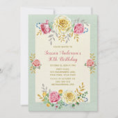 Floral Roos Gold Dertigste 30e verjaardag Uitnodig Kaart (Voorkant)