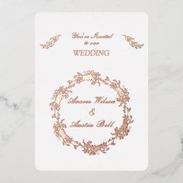 Floral Roos Gold Foil Folie Uitnodiging