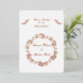 Floral Roos Gold Foil Folie Uitnodiging (Staand Voorkant)