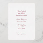 Floral Roos Gold Foil Folie Uitnodiging (Achterkant)