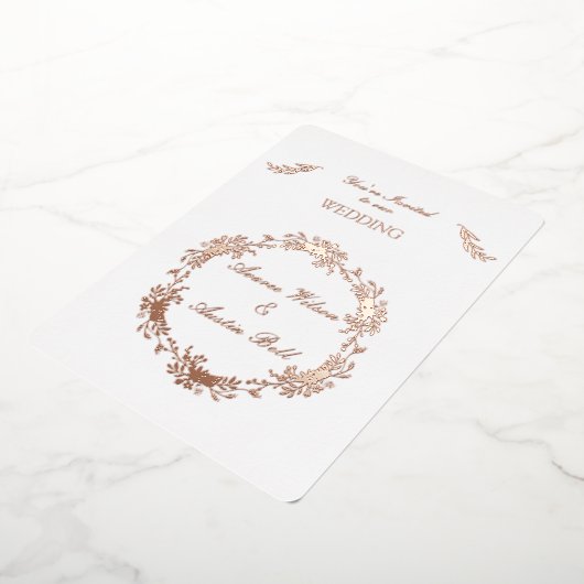 Floral Roos Gold Foil Folie Uitnodiging (Gedraaid)