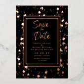 Floral Roos Gold Folie Save the Date Sjabloon Foto (Voorkant)