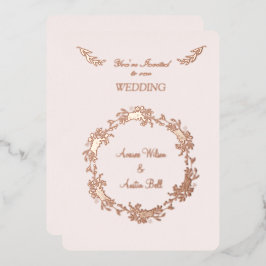 Floral Roos Gold Folie Uitnodiging